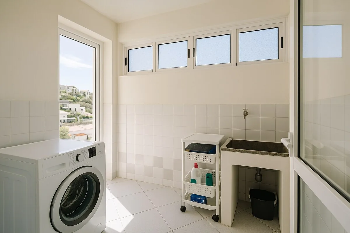 The utility space, with washer and dryer