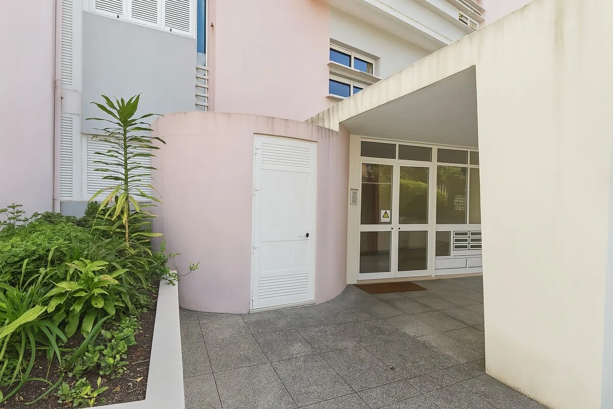 The entrance to the building