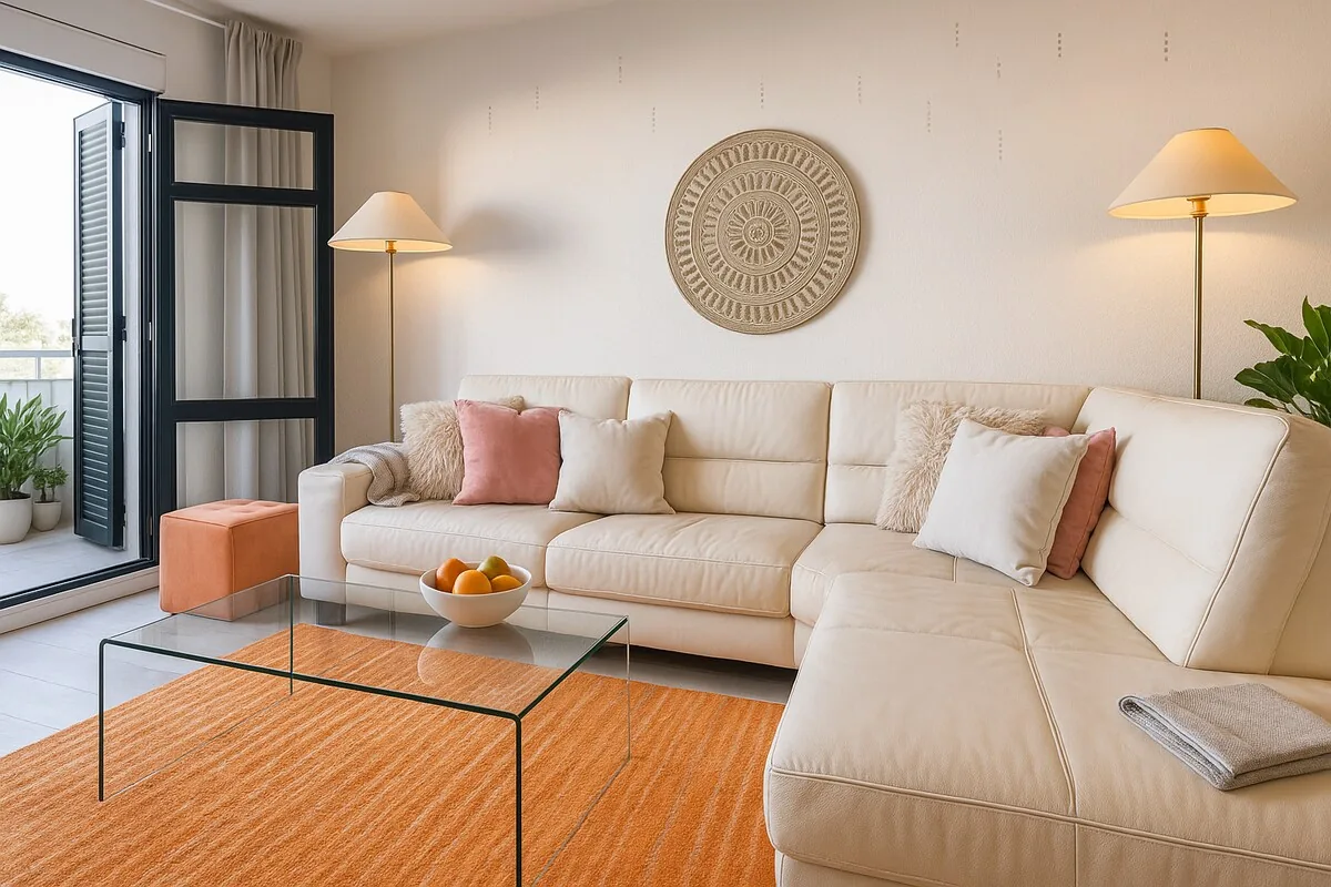The living room, in white and pale wood